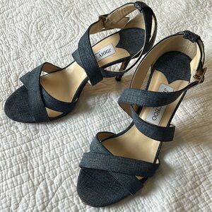 Jimmy Choo Denim Snakeskin Heels
